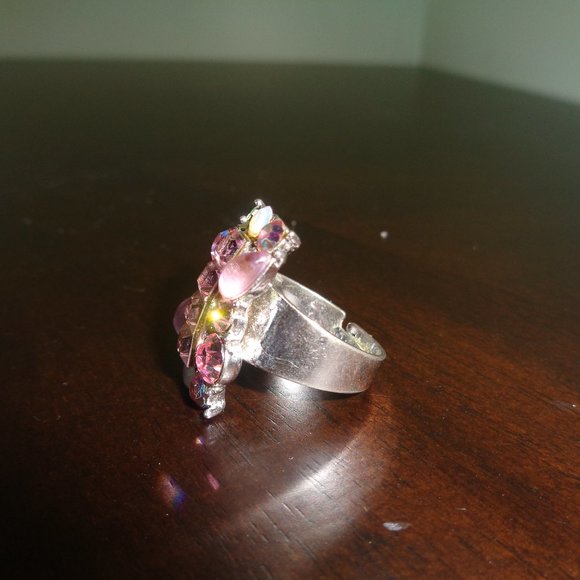 Pink beaded ring- costume jewelry - Picture 5 of 10